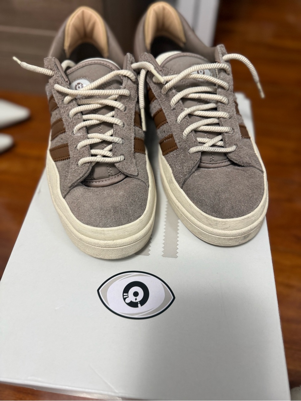 adidas Suede Sneakers in Taupe with Brown Stripes